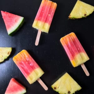 Watermelon Ice Lollies with Mango and Pineapple