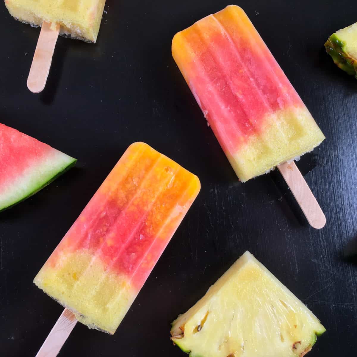 Watermelon Popsicles with Mango and Pineapple