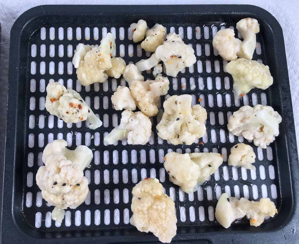 cauliflower on air fryer rack
