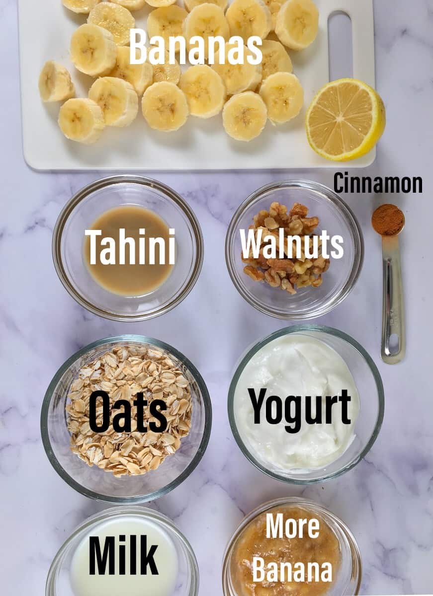 ingredients for banana cinnamon overnight oats