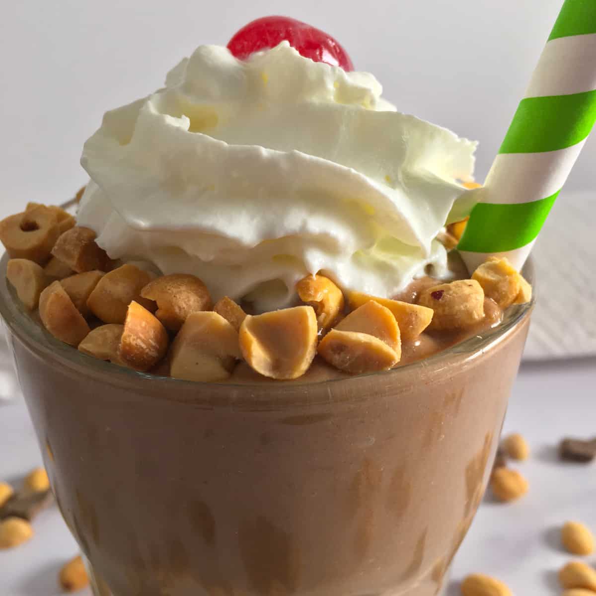 crushed peanuts on high cal smoothie