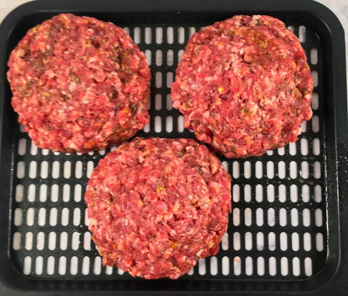 Stuffed-hamburgers-on-air-fryer-tray