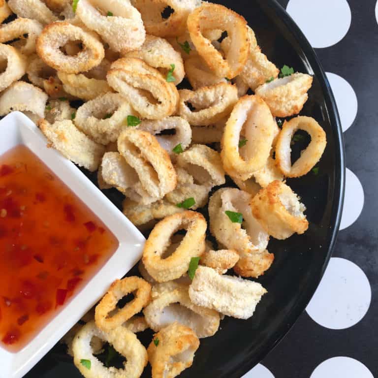 Air Fryer Calamari without Breading (Keto, Low Carb Squid Rings)