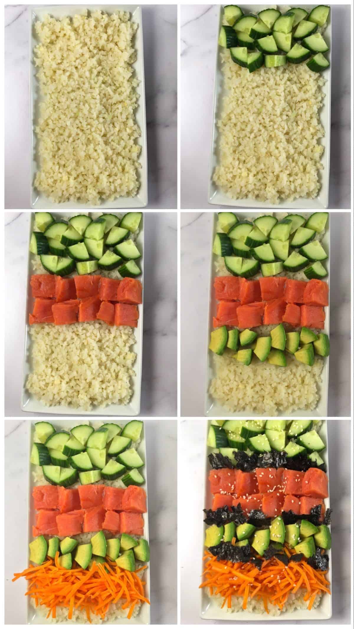 sushi with cauliflower rice