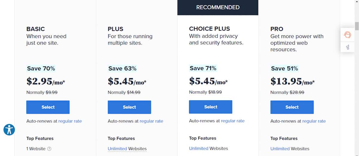 bluehost web hosting plans