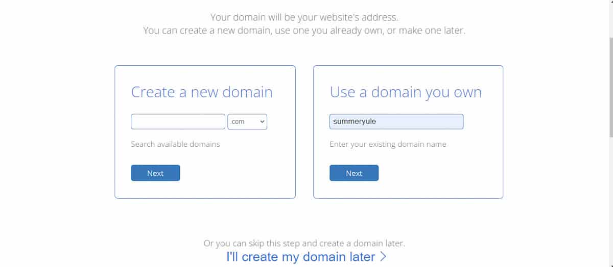 free domain name bluehost