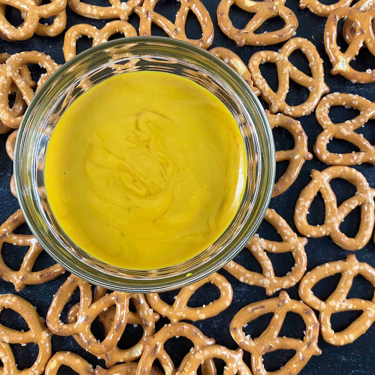 honey mustard and pretzels