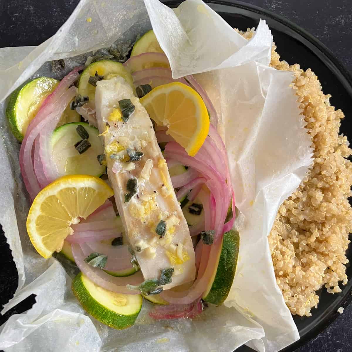 cod cooked in parchment