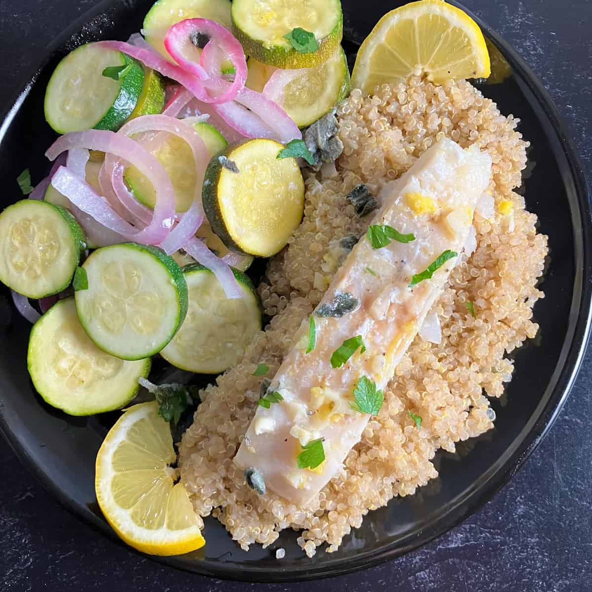 Easy Summer Dinner: Wild Cod & Stacked Veggies in Parchment