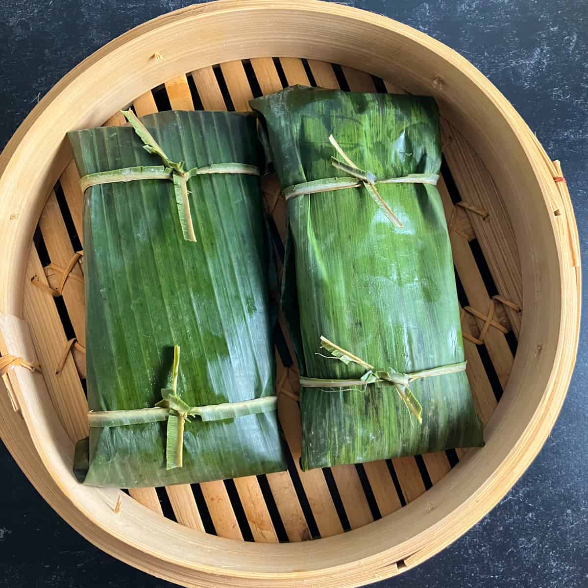 steamed fish in banana leaves