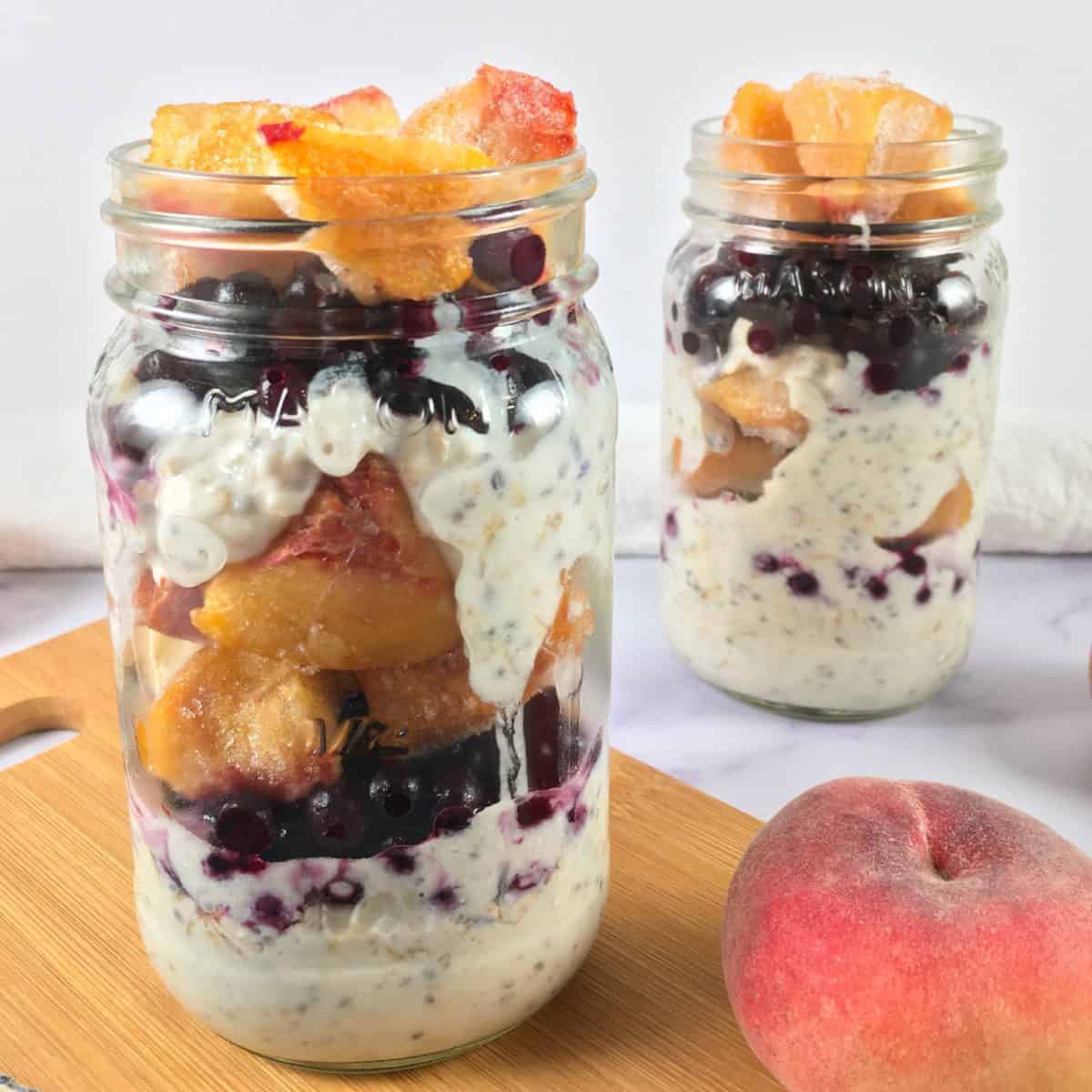 Peach Blueberry Lavender Overnight Oats 