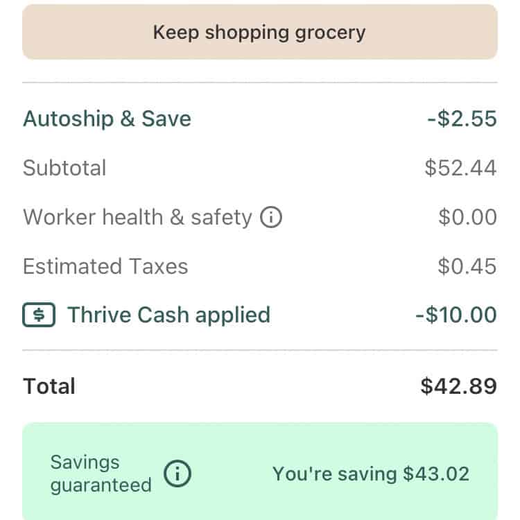 thrive market order with thrive cash
