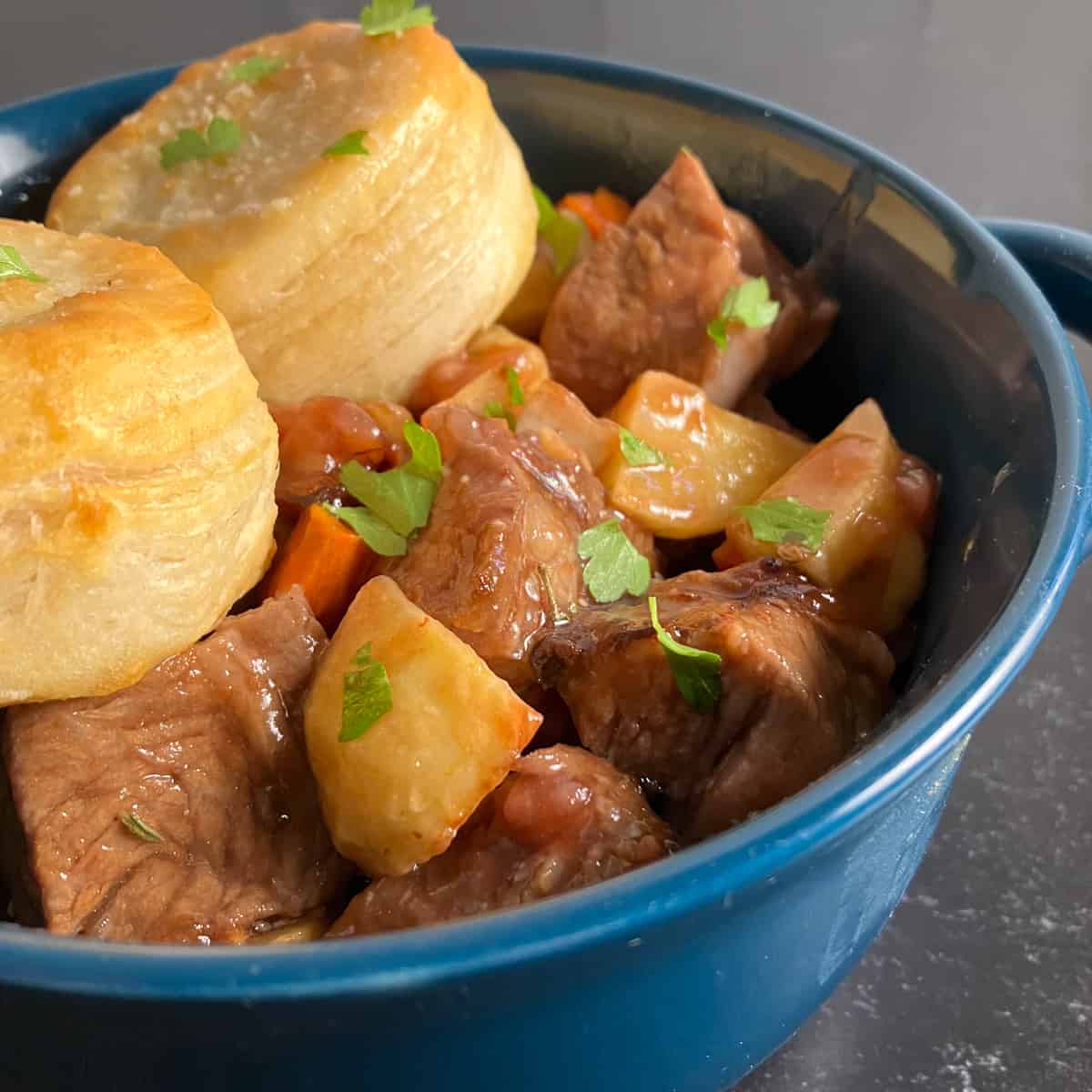 air fryer stew and biscuits