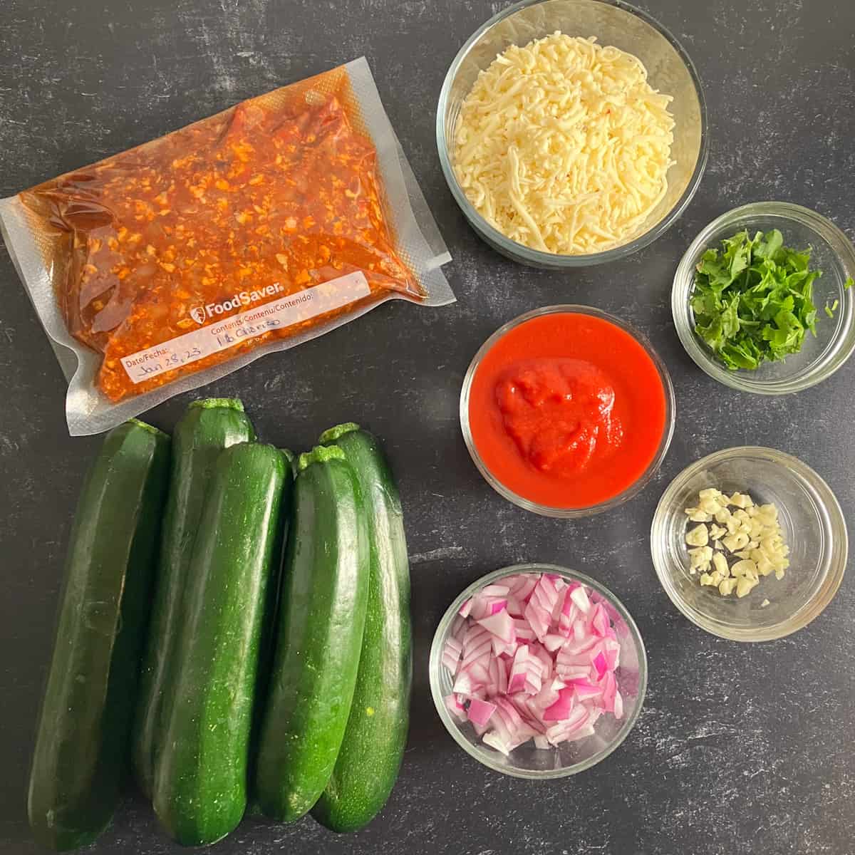 Chorizo Stuffed Zucchini Ingredients