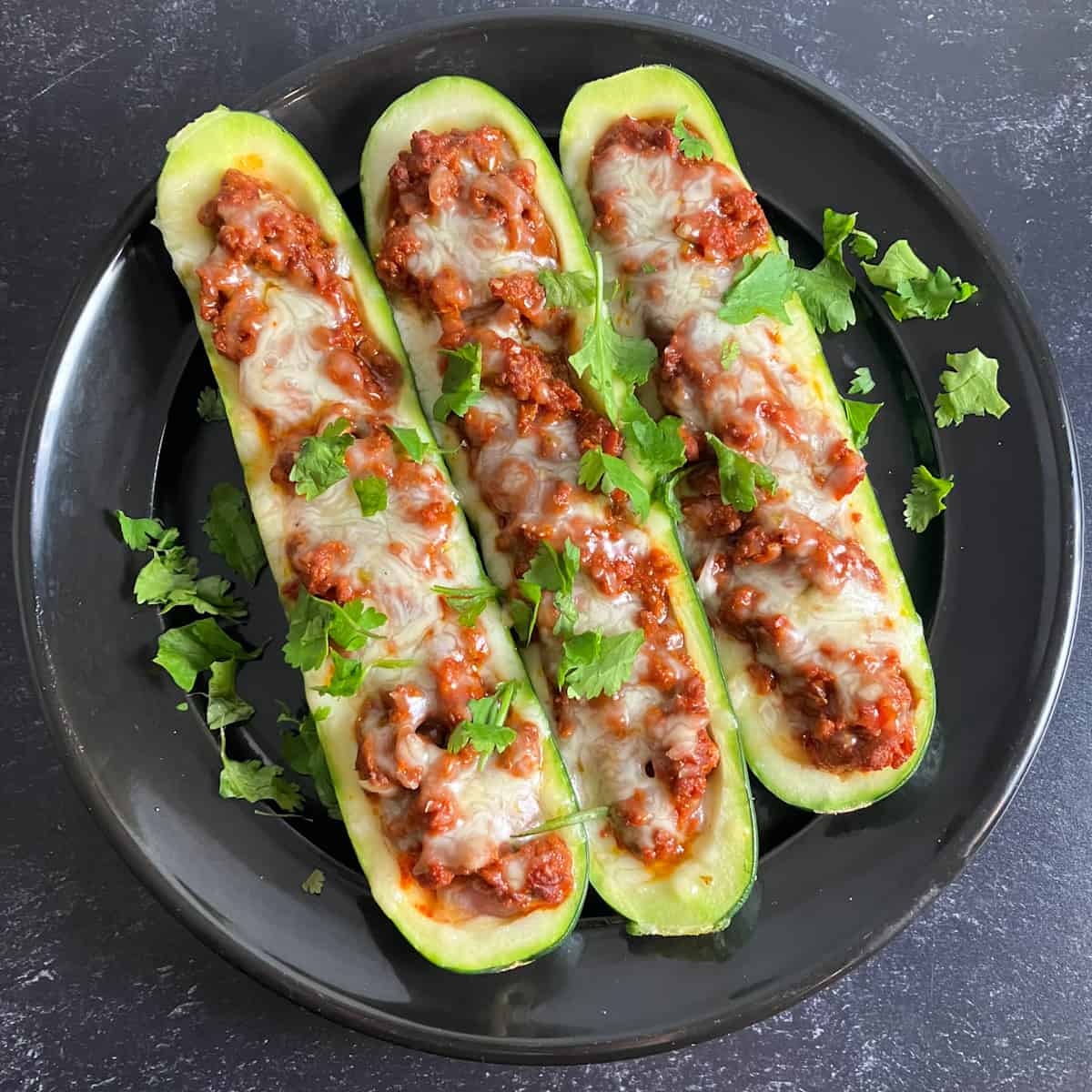 chorizo stuffed zucchini