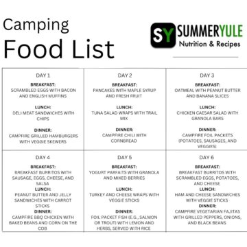 Camping Food List