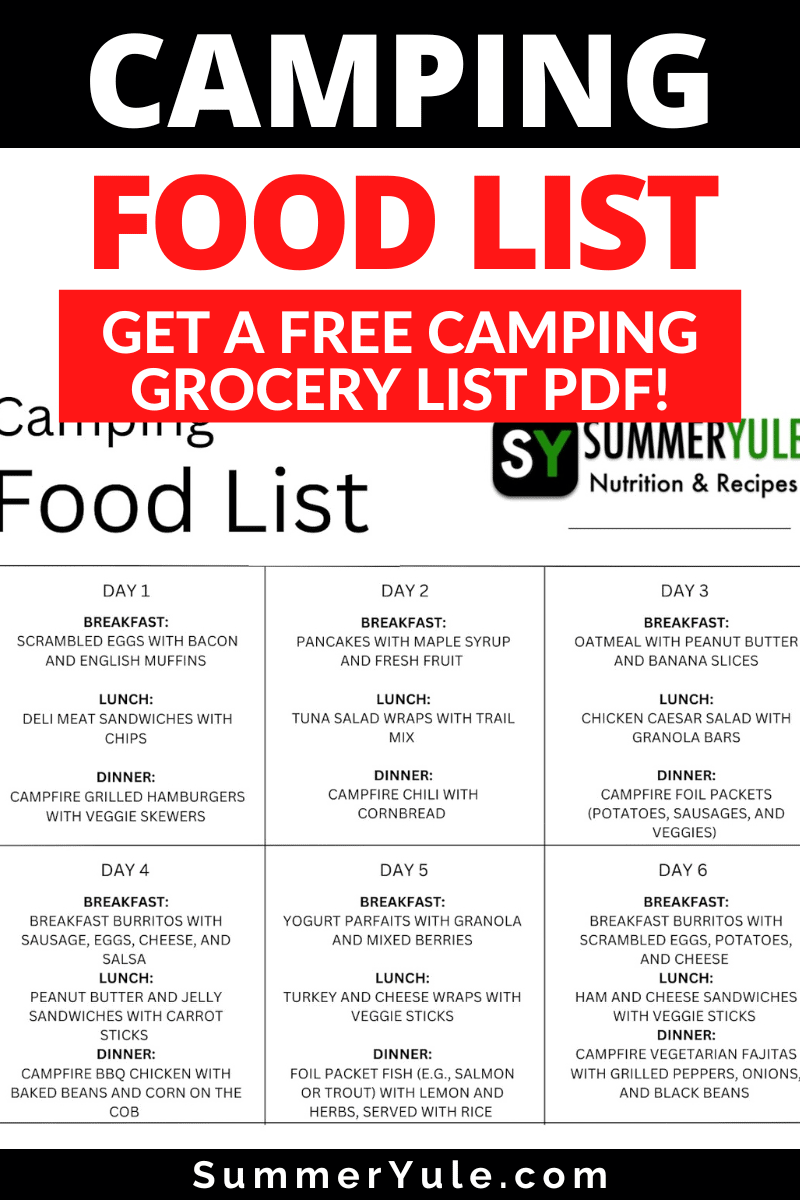 camping food list
