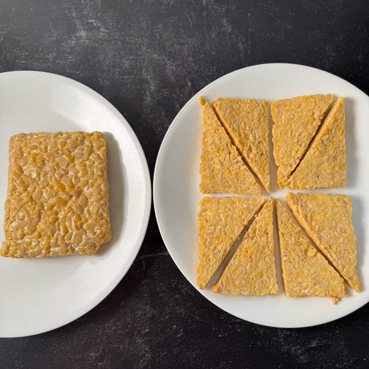 cutting tempeh