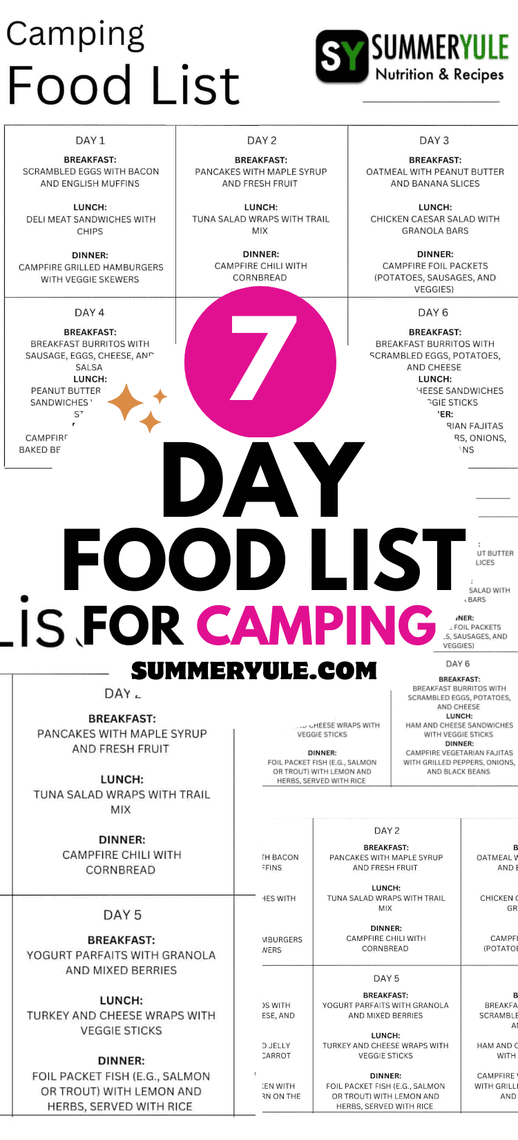 Camping food list ideas