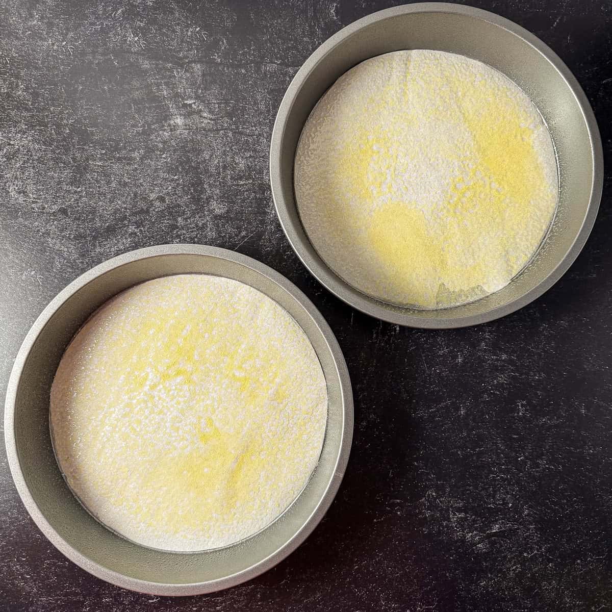 prepared cake pans