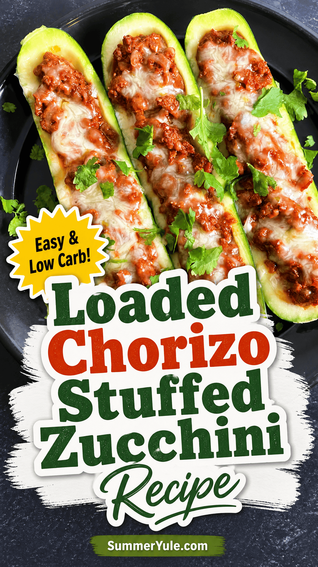 chorizo stuffed zucchini